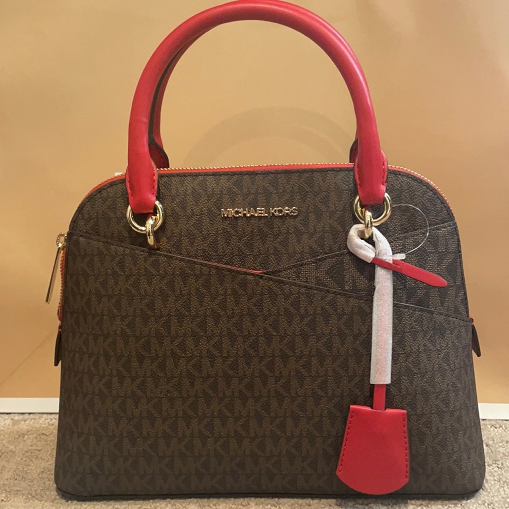 ⭐️SALE⭐️Michael Kors Ket Set Flame Medium Dome Satchel with